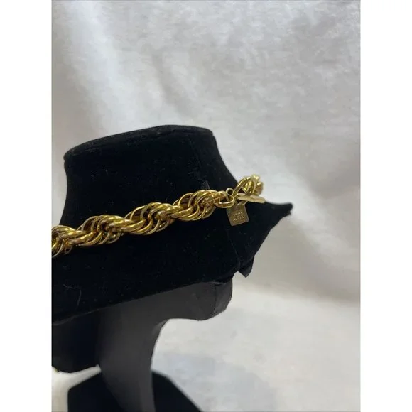 Vintage Classic Anne Klein Logo Couture￼Super Chunky Gold Link Necklace 22” - Picture 3 of 8